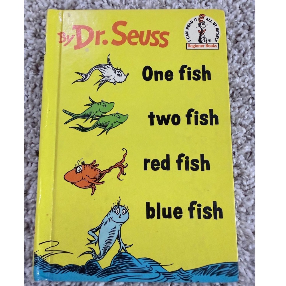 Dr. Seuss One Fish Two Fish Red Fish Blue Fish Hardcover Beginner Books Grolier